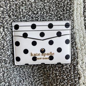 Kate Spade Staci Small Slim Cardholder Dot Printed Cream Multi